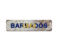 Madcolitote Personalized Barbados Street Sign Barbados Flag Metal Sign Patriotic Decorations Metal Tin Sign Vintage Indoor & Outdoor Decor for Home Man Cave Gate Garden Bars Cafes 24x6in