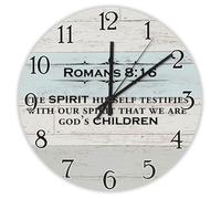 Madcolitote Religious Faith Wall Clock 12 Inch Large Wall Clocks The Spirit Himself Testifies with Our Spirit Bible Verse Living Room Decor Gift for Man Woman Friend Anniversary