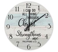 Madcolitote Religious Faith Wall Clock Large Wall Clocks 10 Inch I Can Do All Thing Through Christ Philippians 4:13 Bible Verse Decor For Living Room Bedroom Kitchen Birthday Gift