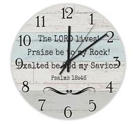 Madcolitote Religious Faith Wall Clock Large Wall Clocks Battery Operated 12 Inch The LORD Lives Bible Verse Decor Retirement Living Room Decor Gift for Man Woman Friend Anniversary