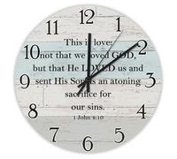 Madcolitote Religious Faith Wall Clock Wall Clocks Battery Operated 10 Inch This Is Love Not That We Loved God Bible Verse Christian Decor For Living Room Bedroom Kitchen Birthday Gift