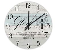 Madcolitote Religious Quote Art Wall Clock 10 Inch Large Wall Clocks Battery Operated Glory to God in The Higheat Jesus Bible Verse Decor Retirement Living Room Decor Gift for Man Woman Friend