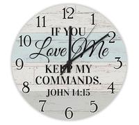 Madcolitote Religious Quote Art Wall Clock 12 Inch Large Wall Clocks If You Love Me keep My Commands.John 14:15 Bible Verse Christian Decor For Living Room Bedroom Kitchen Birthday Gift