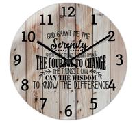Madcolitote Religious Quote Art Wall Clock 15 Inch Round Wall Clocks God Me The Serenity to Accept The Things Bible Verse Christian Decor Living Room Decor Gift for Man Woman Friend