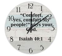 Madcolitote Religious Wall Clock 10 Inch Wall Clocks Comfort yes comfort My People Says Your God Isaiah 40:1 Bible Verse Christian Decor Living Room Decor Gift for Man Woman Friend Anniversary