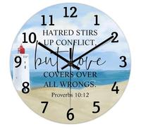 Madcolitote Religious Wall Clock 15 Inch Large Wall Clocks Battery Operated Hatred Stirs Up Conflict Bible Verse Decor She Shed Living Room Decor Gift for Man Woman Friend Anniversary