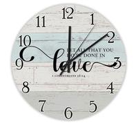 Madcolitote Religious Wall Clock 15 Inch Round Wall Clocks Battery Operated Let All That You Do Be Done in Love Jesus Bible Verse Decor For Office Home Decor Birthday Housewarming Gift