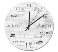 Madcolitote Rustic Wood Grain Cracks 15 Inch Large Wall Clocks Battery Operated Mathematical Equations Wall Clock Lake House Home Decor for Kitchen Bedroom Living Room Classroom