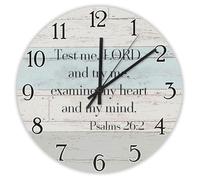 Madcolitote Test Me LORD And Try Me Wooden Wall Clock Bible Verse Wall Clocks Battery Operated 12 Inch Silent Non-Ticking Religious Faith Decor for Office School Bathroom