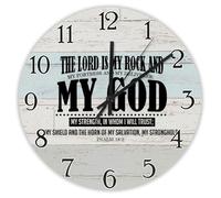 Madcolitote The Lord Is My Rock Wall Clock Bible Verse 10 Inch Wall Clocks Battery Operated Silent Farmhouse Christian Wall Decor Home Decor for Home Kitchen Office School Bathroom