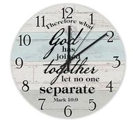 Madcolitote Therefore What God Has Joined Together Wall Clock Bible Verse 10 Inch Large Wall Clocks Battery Operated Farmhouse Christian Home Decor for Living Room Kitchen Bedroom Bathroom