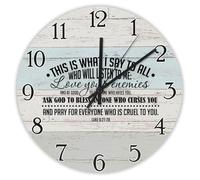 Madcolitote This Is What I Say to All Wooden Wall Clock Bible Verse Wall Clocks Battery Operated 10 Inch Silent Non-Ticking Jesus Quote Decor for Living Room Bedroom Office