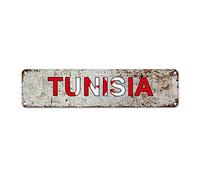 Madcolitote Tunisia Flag Street Sign Custom Tunisia National Flag Signs Patriotic Metal Tin Sign Country Souvenir Vintage Rustic Wall Art Gift for Foreign Friend, Neighbor 12x3in