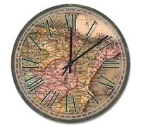 Madcolitote Tuscan Wood Grain Board Wall Clocks Battery Operated 15 Inch Old World Map Wall Clock Easy to Read Sunshine Beach Home Decor for Kitchen Living Room Bedroom Classroom