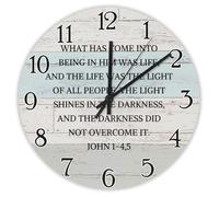 Madcolitote What Has Come Into Being in Him Was Life John 1:5 Wooden Wall Clock Bible Verse Large Wall Clocks Battery Operated 15 Inch Religious Quote Art Decor for Office School Bathroom