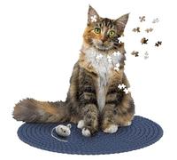 Madd Capp: I Am Cat - 550 Piece Puzzle - Feline Shaped Animal Jigsaw, 30 x 30 Assembled Size, Poster Reference, Educational Fun Fact Booklet