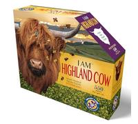 Madd Capp I Am Highland Cow Head-Shaped Jigsaw Puzzle, 550 Pieces, 76 x 74 cm, Multi-Colored, Ages 10+