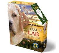 Madd Capp: I Am Lab - 550 Piece Dog Shaped Jigsaw Puzzle, 28x30 Finished Size, Includes Educational Fun Fact Booklet, Animal Puzzle