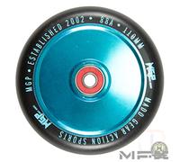 Madd Gear MFX Corrupt Hollow Core 110mm Metal Core Scooter Wheels - Teal/Black (PAIR)