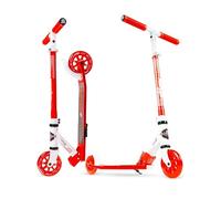 Madd Gear Rush 125 Kick Scooter for Kids Ages 5+ - Light-Up 5" Wheels - Folding Lightweight Design - Durable & Fun Ride - Supports Riders Up to 220 lbs (White/Red)