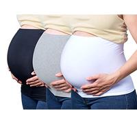 Maddie Moo Belly Bands - Available in 8 Sizes and 7 Colors. Maternity & Postpartum Shirt Extender 3 Packs for All Stages of Pregnancy, Bamboo Black/White/Gray, Medium