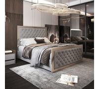 Maddison Upholstered Soft Velvet Metal Bed Frame - Grey