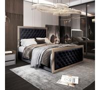 Maddison Upholstered Soft Velvet Metal Black Bed Frame