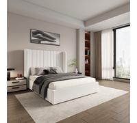 Maddison White Boucle Ottoman Storage Bed ECASA White Double