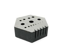 Maddisons of Durham Hexagonal Riveting Stake Anvil, 15 Holes, Steel, Watchmakers Repair Tool with 5 Serrations, Silver