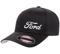 Maddmax Car Art Ford Motor Co Script Logo New Side Panel Fully Embroidered FF6277 Athletic Baseball Fitted Hat Cap, Black, 6 3/4-7 1/8