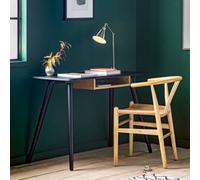 maddux wooden rectangular laptop desk with shelf in black