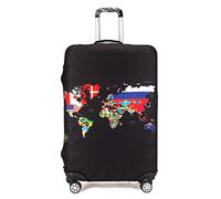 Maddy's Home Elastic Suitcase Cover, Suitcase Cover, Luggage Cover with Zip for 53-32 cm (23-32 Inches), World Map, L (Fit 26"-28" Suitcase), Modern