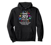 Made 89 Years Ago Butterfly 89 Year Old Women 89th Birthday Pullover Hoodie