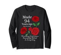 Made 94 Years Ago Rose Flower 94 Year Old 94th Birthday Long Sleeve T-Shirt