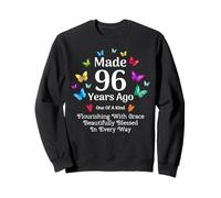 Made 96 Years Ago Butterfly 96 Year Old Women 96th Birthday Sweatshirt