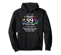 Made 99 Years Ago Butterfly 99 Year Old Women 99th Birthday Pullover Hoodie