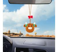 MADE BY BUNNY Car Mirror Hanging Charms Accessories, Rearview Mirror Decor, Handmade Gift for her, Cool Swinging Duck Car Hanging Ornament, usable as House Decoration (Highland Cow)