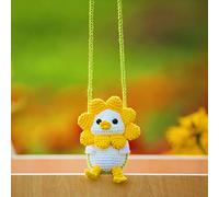 MADE BY BUNNY Crochet Sunflower Ducky Ornament, Accessories for Rear View Window, Handmade Hanging car Charm, usable as House Decoration (Sunflower Swinging Duck Ornament)