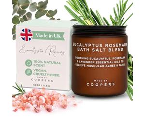 Made by Coopers Eucalyptus Rosemary Bath Salts | Himalayan & Epsom Salts | Soothing Aromatherapy for Muscle Recovery & Relaxation with Eucalyptus, Rosemary & Lavender | Vegan & Cruelty Free | 500g
