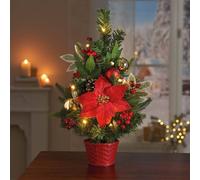 Made by Coopers Pre-Lit Tree with 15 Warm White LEDs & Festive Decorations in Green Made by Coopers Green