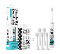 Made by Dentists Kids Electric Toothbrush - Rechargeable Vibrating Toothbrush with Timer, Includes 6 Replacement Heads, Gently Cleans Teeth, Kid & Toddlers Age 2+, Shark