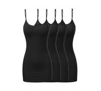 Made by Emma Women's Basic Solid Long Length Adjustable Spaghetti Strap Tank Top 4 Pack - Black - L