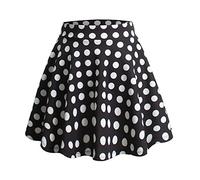 Made By Johnny Women's Basic Versatile Stretchy Flared A Line Casual Mini Skater Women's Skirts XS-3XL Plus Size, Wb211_black_polka, M