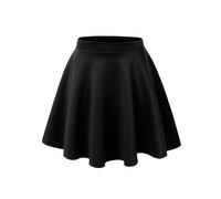 Made by Johnny Women's Basic Versatile Stretchy Flared Casual Mini Skater Skirt XS-3XL Plus Size, Wb211_Black, M