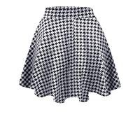 Made by Johnny Women's Basic Versatile Stretchy Flared Casual Mini Skater Skirt XS-3XL Plus Size, Wb211_houndstooth, 3XL