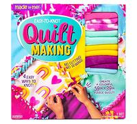 Made By Me Easy-to-Knot Quilt Making by Horizon Group USA, Create a 59” x 39” Fleece Quilt, No Cutting or Sewing Necessary, Includes 20 Fabric Squares & Felt Embellishments, Learn 4 Ways to Knot