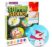 Made By Me Mix & Mold Stepping Stones, Make 4 DIY Personalized 7-Inch Ceramic Stepping Stones, Includes 3D Mold, Ceramic Paints, Ceramic Tiles, & Assorted Gems, Paint Your Own Stepping Stones