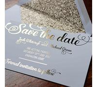 Made by Mika Ltd Elegant Gold Foil Wedding Save the Date Cards with Envelopes - Personalised Modern Calligraphy Design - Premium Thick Cardstock, Engagement & Wedding Invitations