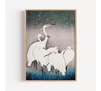 Made by Mika Ltd Japanese Wall Art Painting Prints From Original Artworks Hokusai Great wave, Takahashi, Mount Fuji woodblock style (Egrets, A3 297x420mm, Unframed)