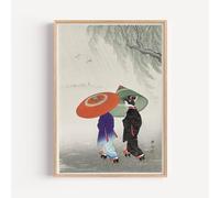 Made by Mika Ltd Japanese Wall Art Painting Prints From Original Artworks Hokusai Great wave, Takahashi, Mount Fuji woodblock style (Two women, A3 297x420mm, Unframed)